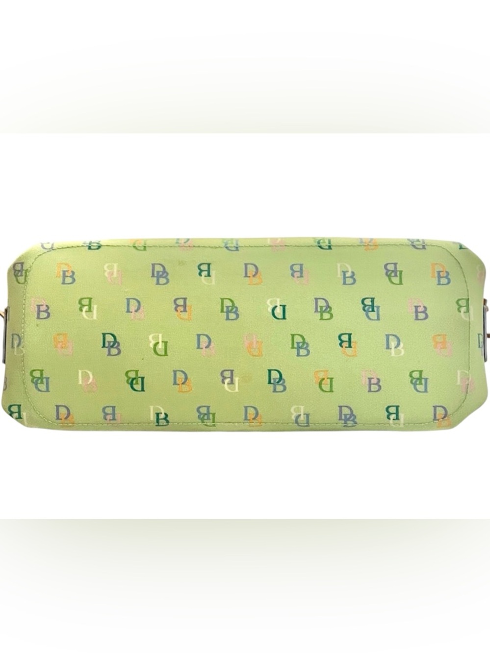 RARE DOONEY & BOURKE VINTAGE Y2K GREEN MULTICOLOR RAINBOW MONOGRAM TASSEL TOTE - Picture 6 of 13